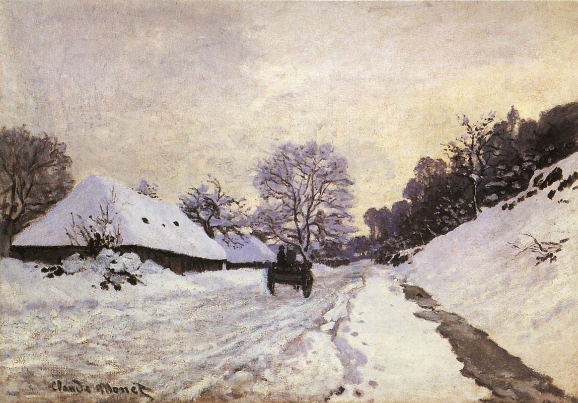 Cart on the Road to Honfleur Snow